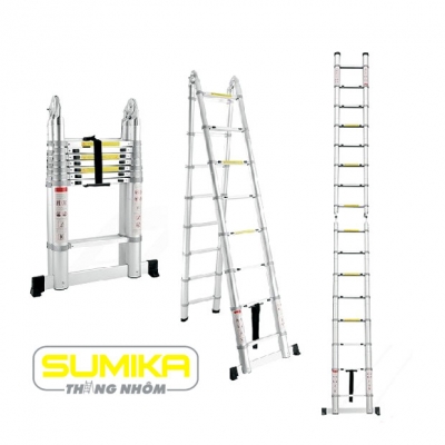 Sử dụng thang rút đôi đai nhôm 5m Sumika SK-500DA