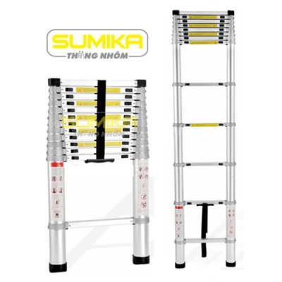 Sử dụng thang rút đơn đai nhôm 2.6m Sumika SK-260A